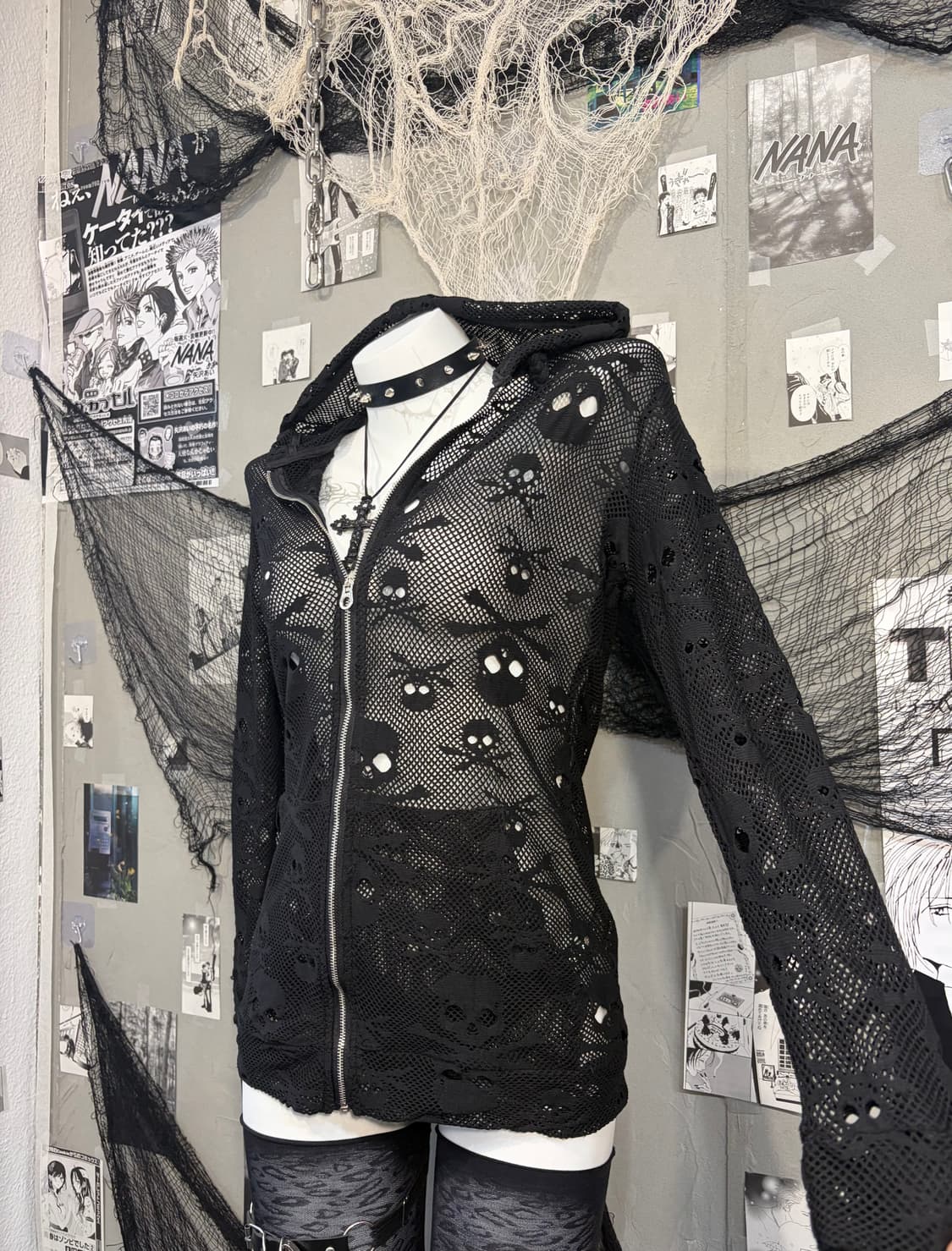 Gothic mesh skull detail hoodie zip up 상품이미지6