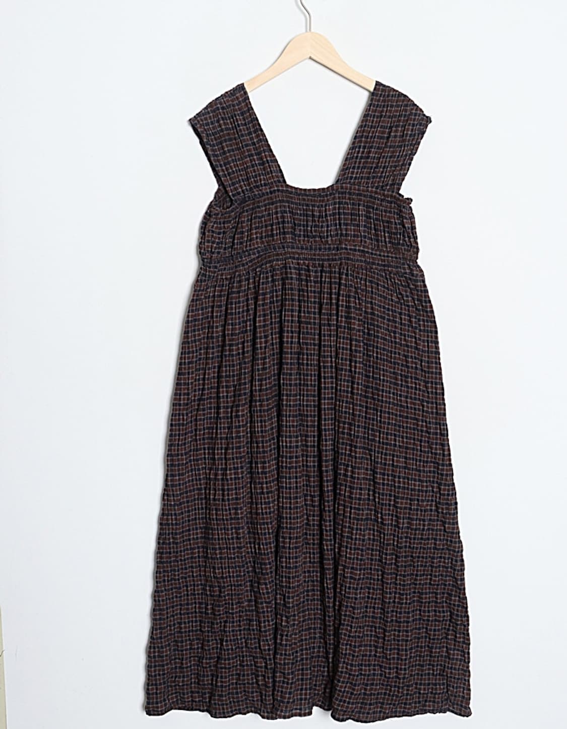 DISCOAT Shirring Check One-Piece 상품이미지7