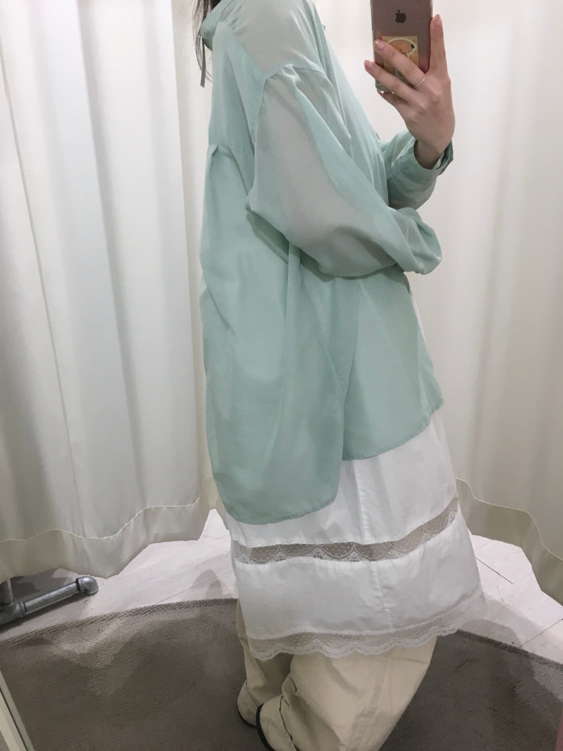Mint Semi-Sheer Shirt 상품이미지4