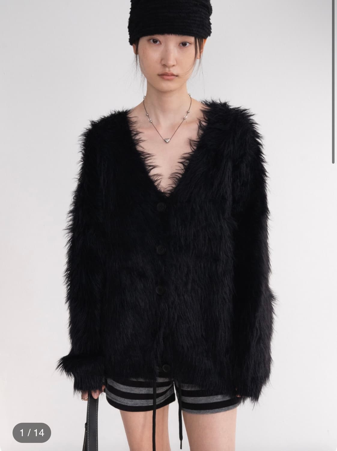 피키소사이어티 Over Brush Fur Jacket (Black) 상품이미지1