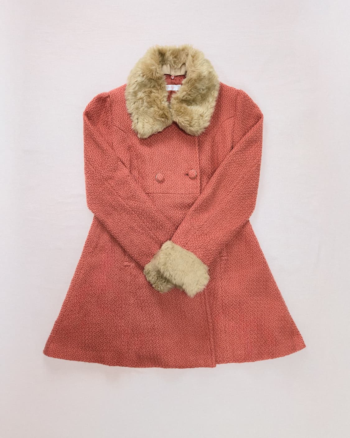 일본 빈티지/y2k 갸루/ 코랄 오렌지 퍼코트 상품이미지3