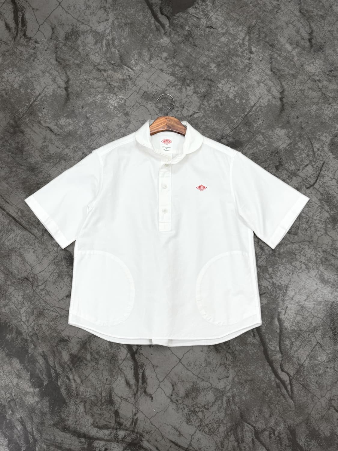 단톤 카라 코튼 반팔 셔츠 상품이미지1