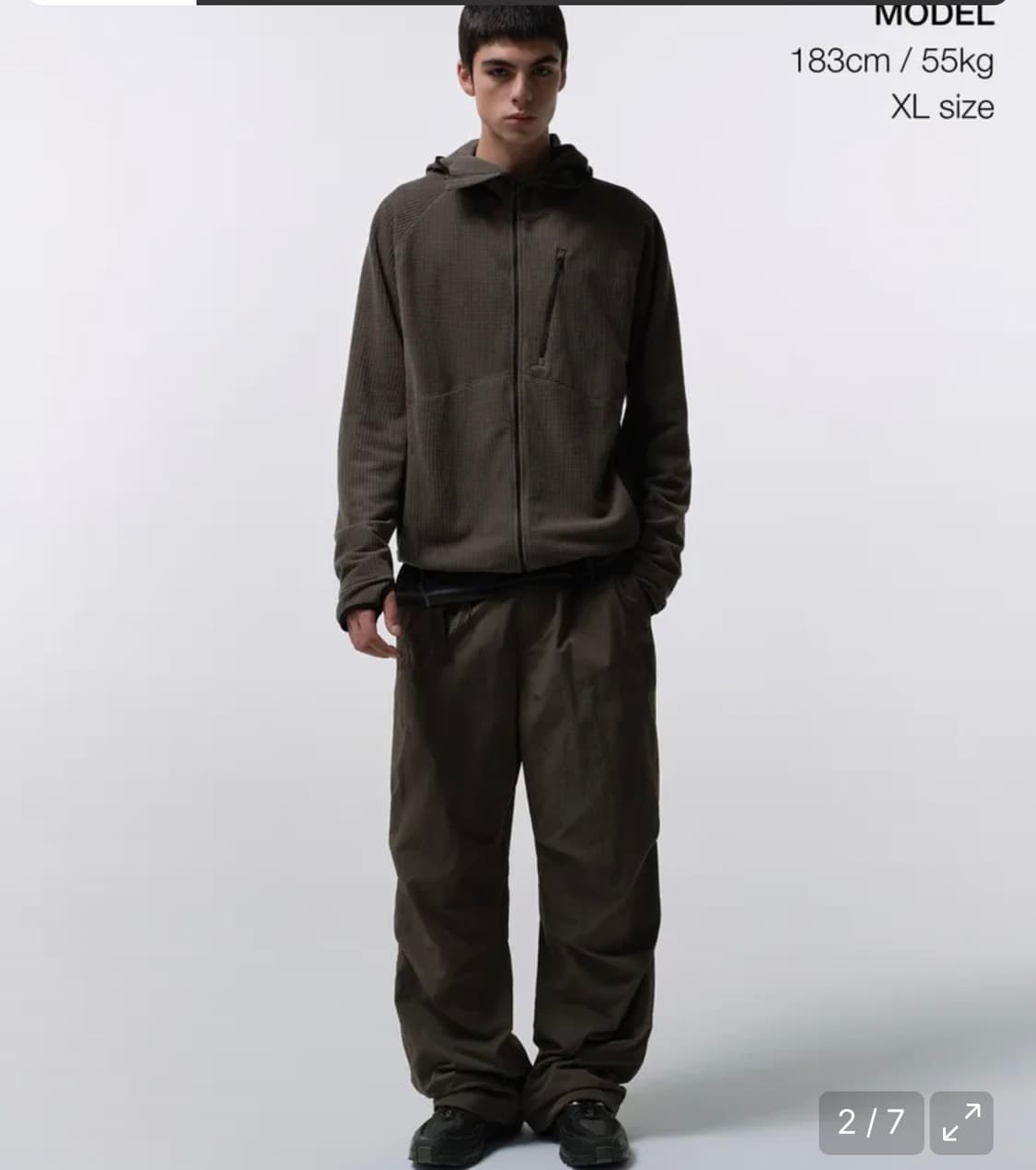 시티 레저 그리드 폴라 플리스 바라클라바 후디드 집업 [머드 그레이] 상품이미지2