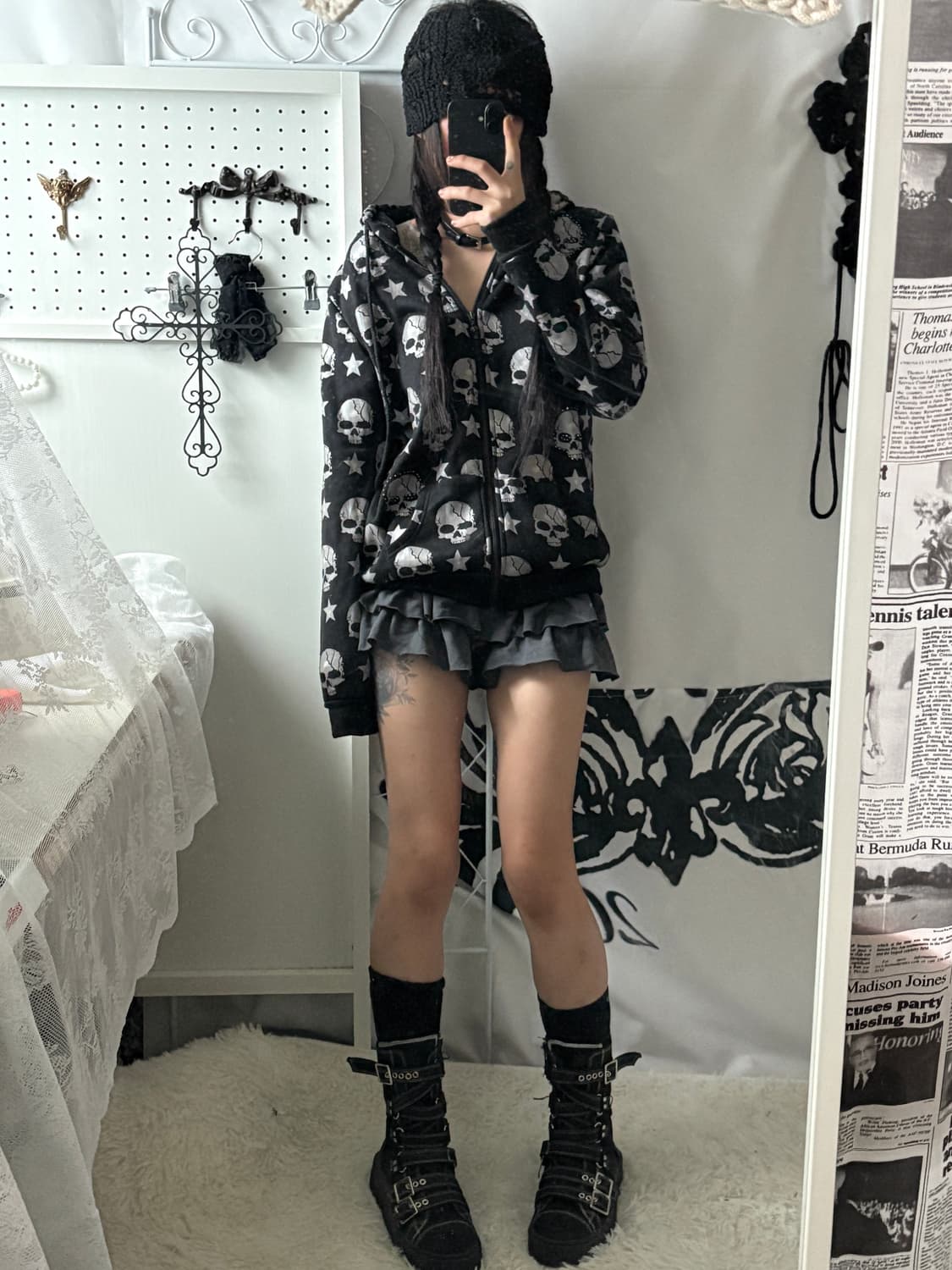• Black Skull Hooded Zip-Up 상품이미지5