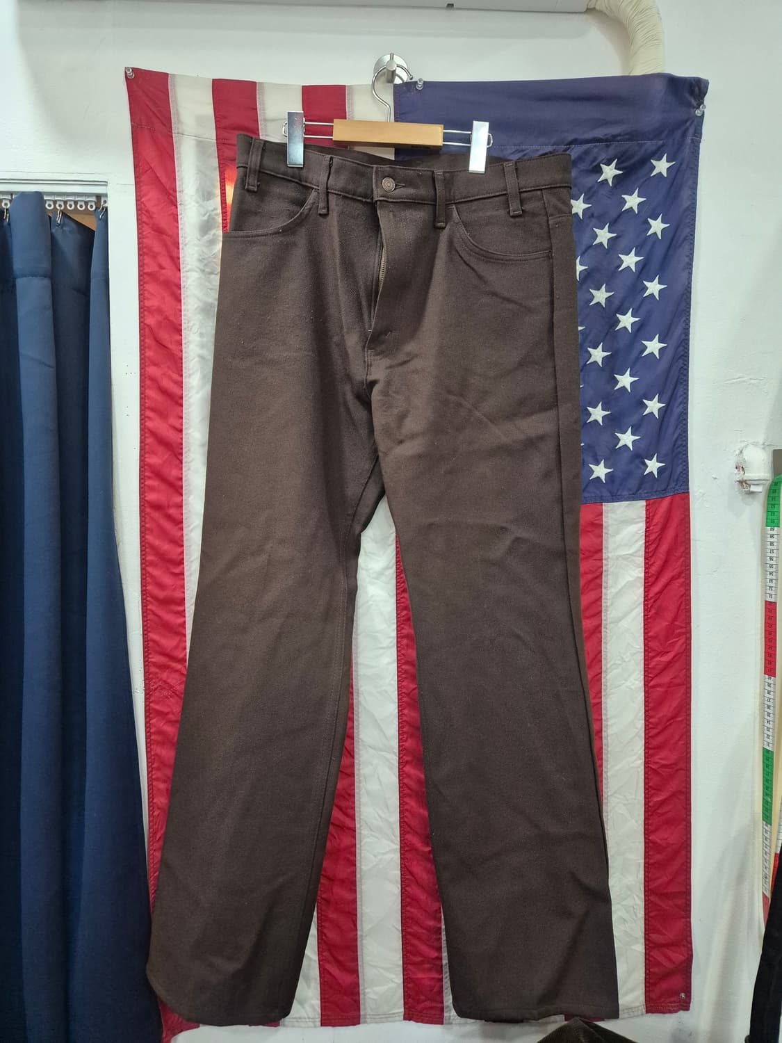 80s 리바이스 Made In USA 브라운 부츠컷 메카닉 팬츠 상품이미지1