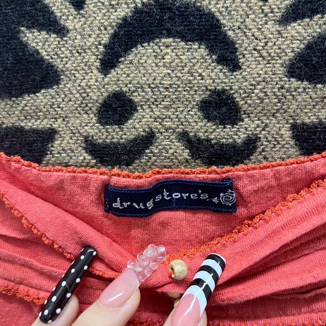 빈티지 레이스 란제리 Y2K 오렌지 콩버튼 슬리브리스 끈나시 K0023 상품이미지5