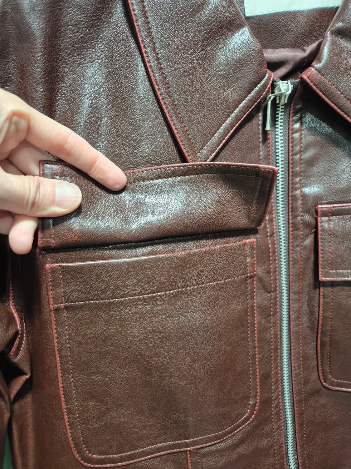 (새상품) ORO 오로 브라운 레더 크롭 자켓 상품이미지5