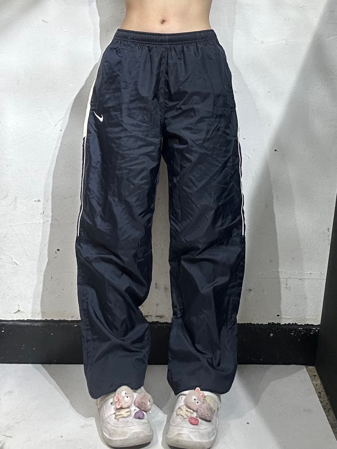 00s 나이키 와이드 네이비 화이트 사이드 라인 트랙 팬츠 M 상품이미지2