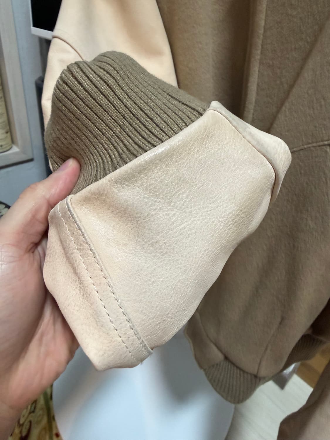 엑슬림 바시티 레더자켓 L 베이지 상품이미지8