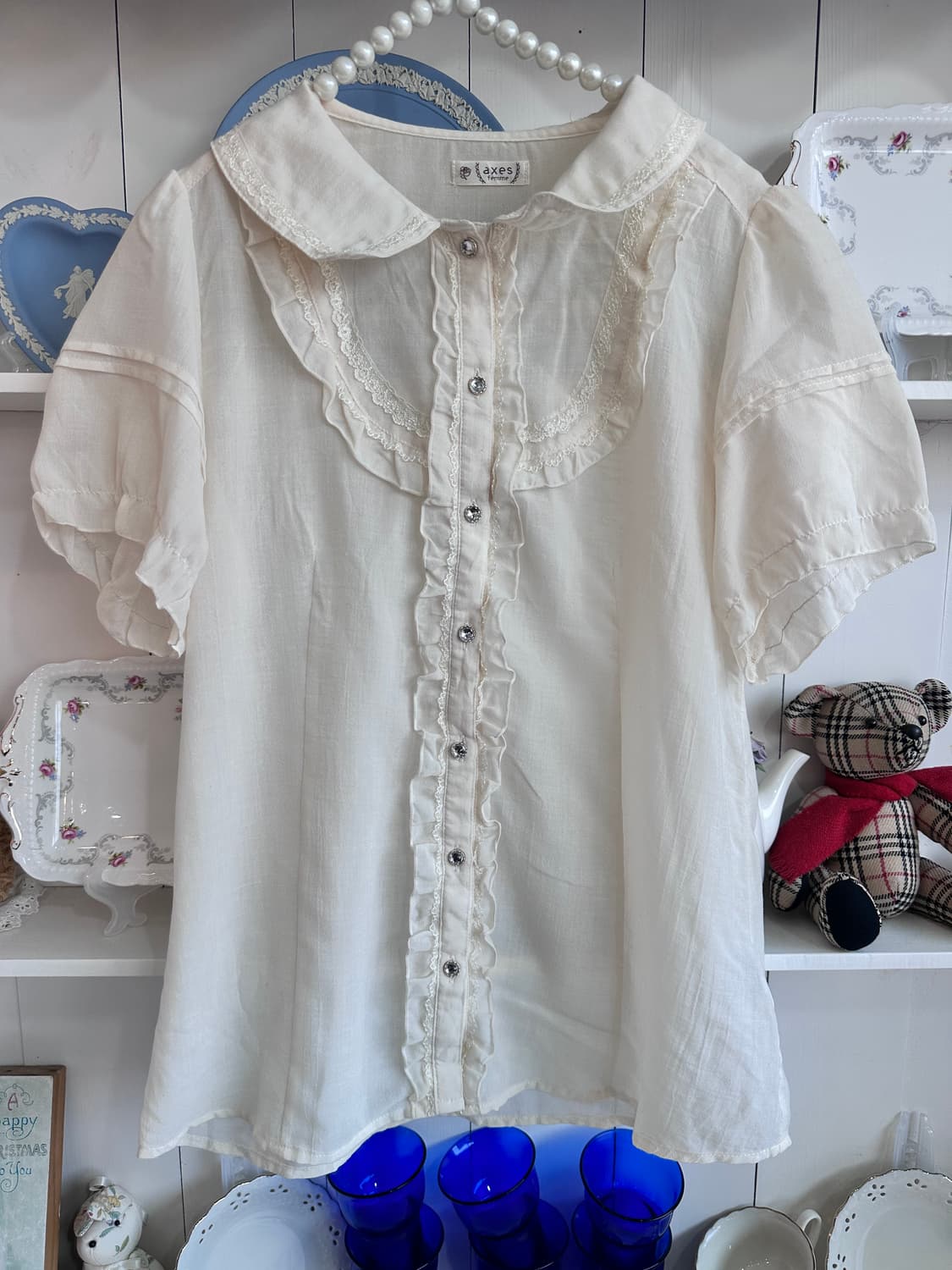 액시즈팜 레이스 블라우스 아이보리 상품이미지2