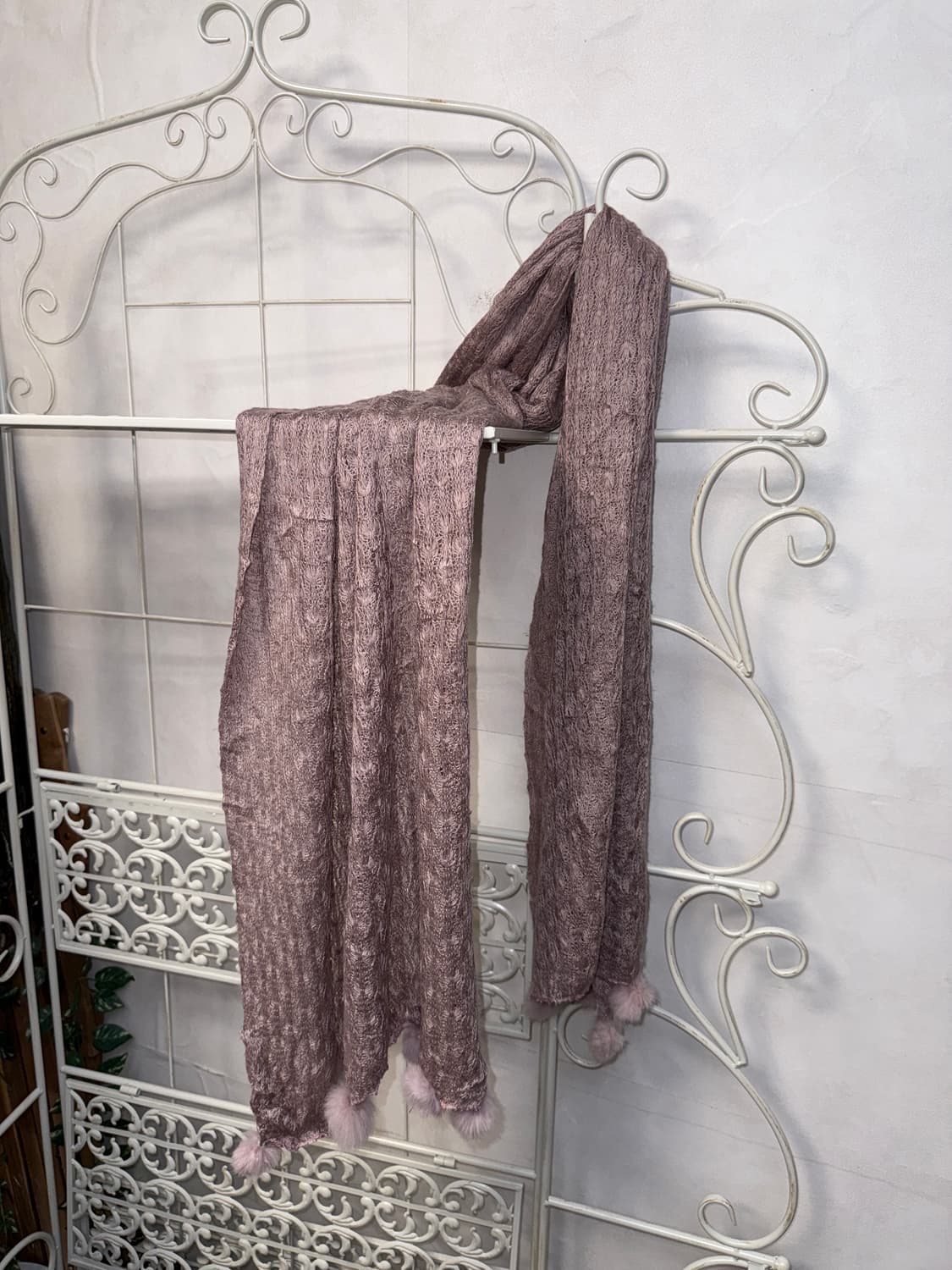 Lavender fur ball knit muffler 상품이미지1