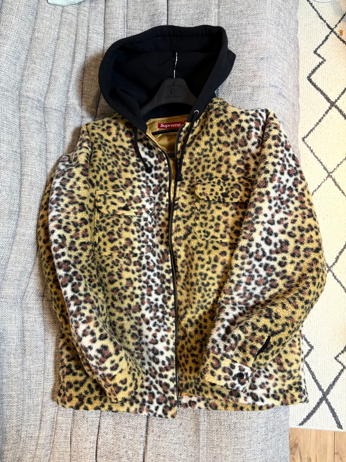 슈프림 플리스 집업 후드 레오파드 L size 상품이미지1