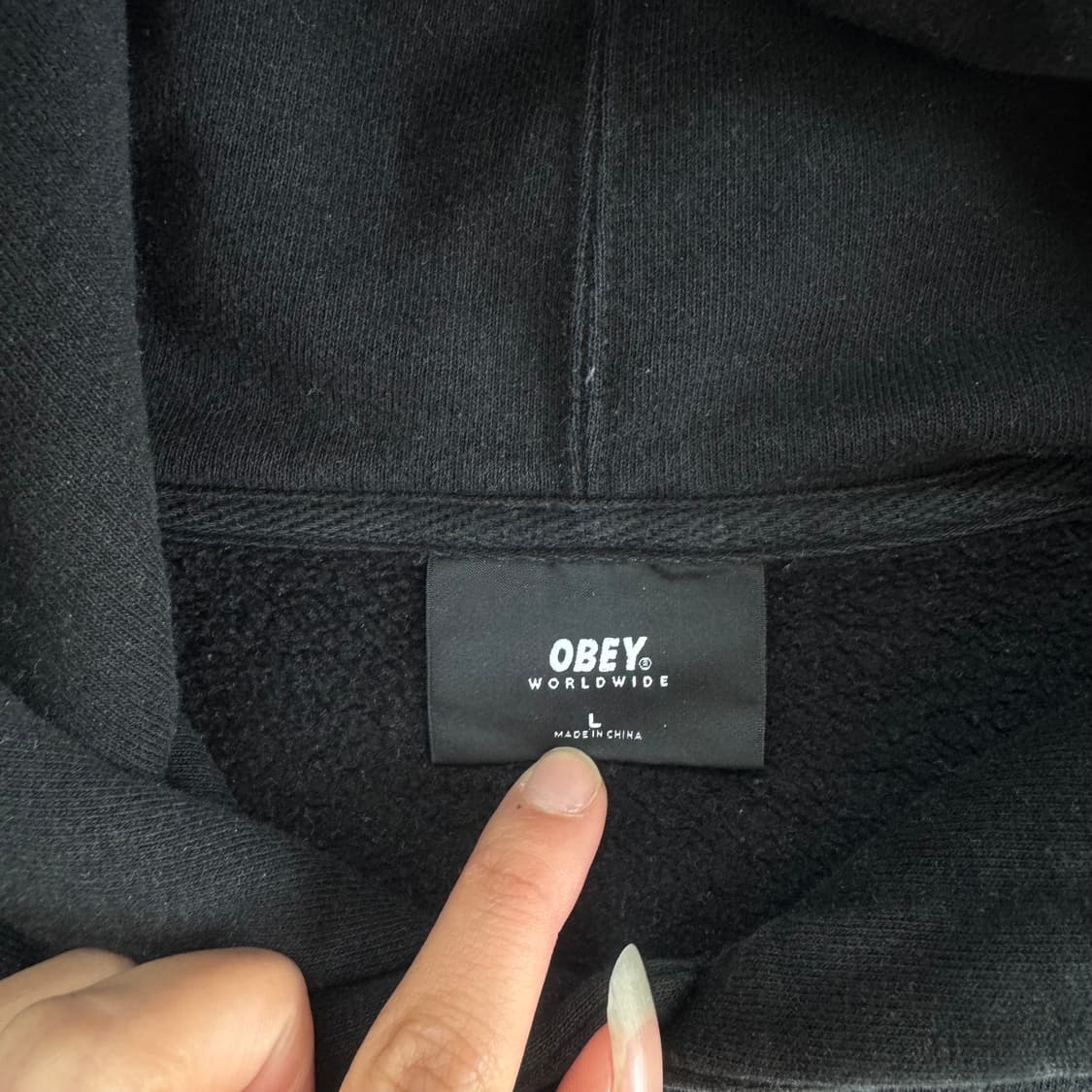 Obey 오베이 백 빅 로고 블랙 후드티  상품이미지6