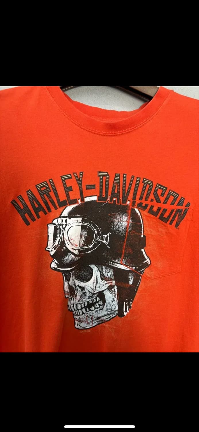 할리데이비슨 스컬 그래픽 오렌지 반팔 H1905 상품이미지3