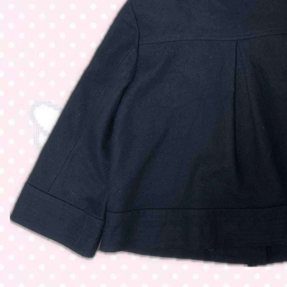 모리걸 갸루 데일리 빈티지 동글단추 블랙케이프숏코트 상품이미지5