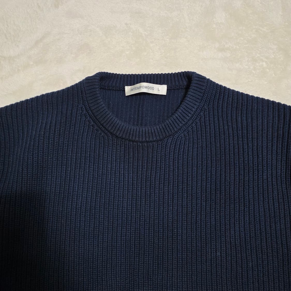(L)인템포무드 하찌 엘보 볼륨 풀오버 니트 네이비 상품이미지2