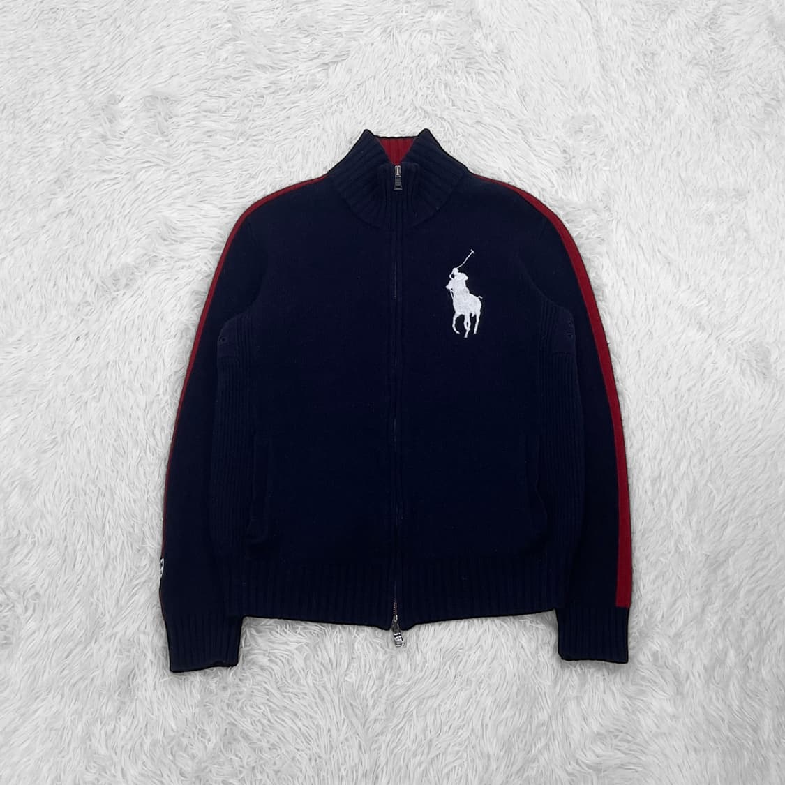 폴로 랄프로렌 빅 포니 Britain 니트 집업 네이비 레드 상품이미지3