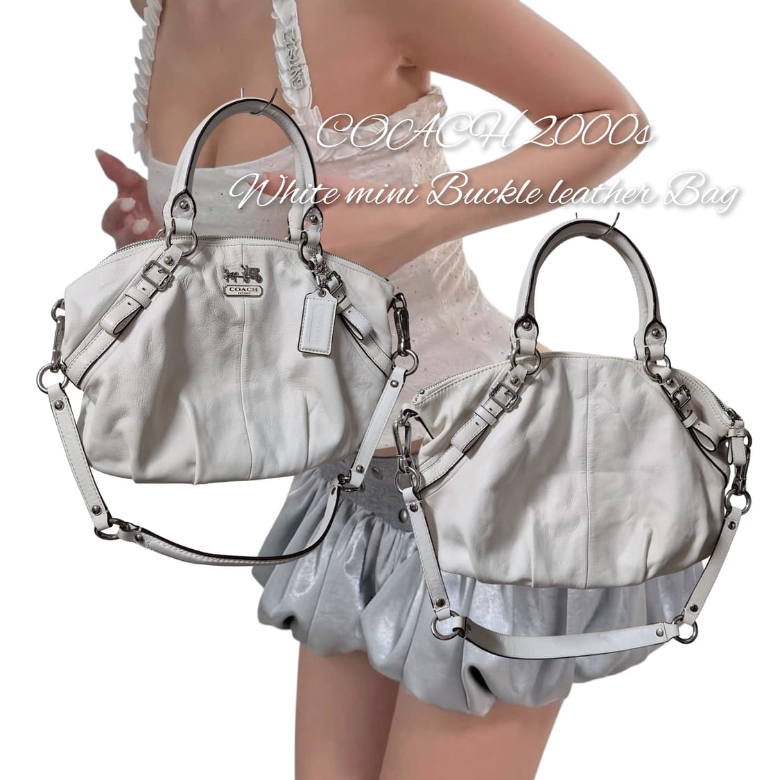 COACH 2000s White mini Buckle leather Ba 상품이미지1