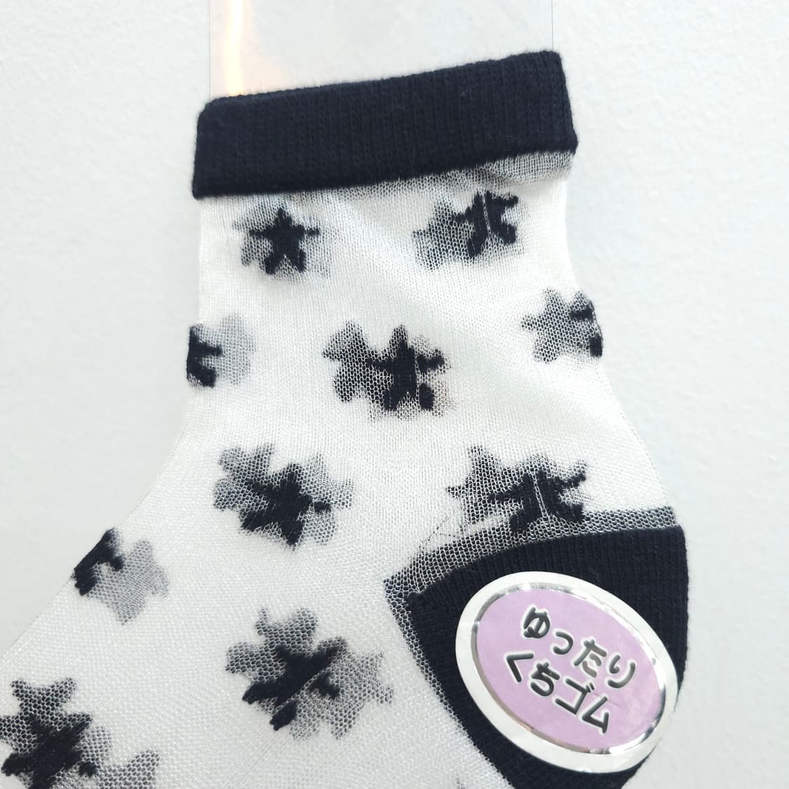 일본산 실크혼방 스타 블랙 시스루 삭스 상품이미지3