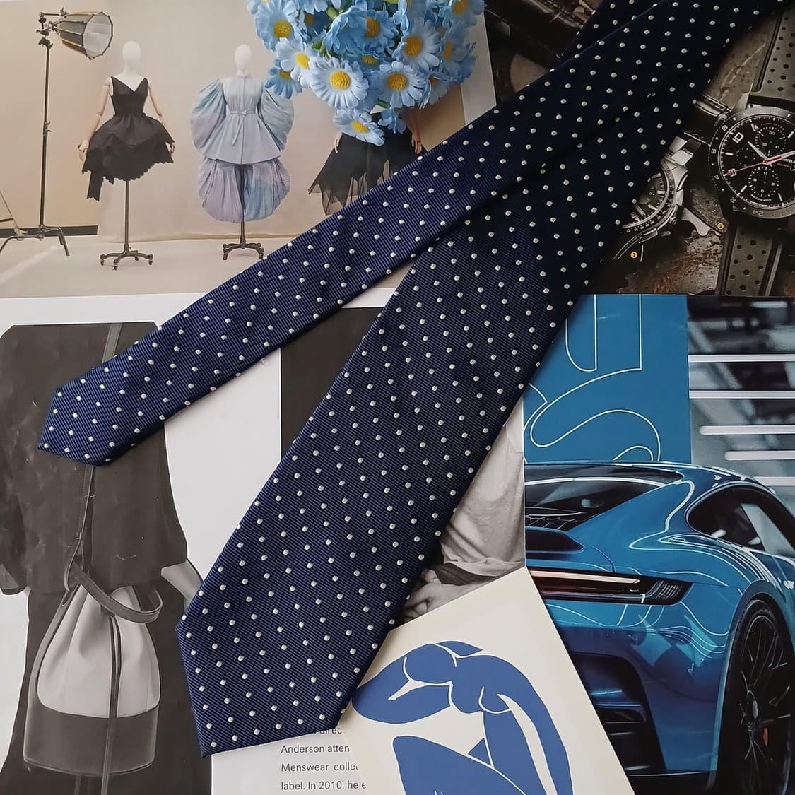 메트로시티 실크 네이비 도트 슬림 넥타이 7.9cm A+등급 A19133 상품이미지3