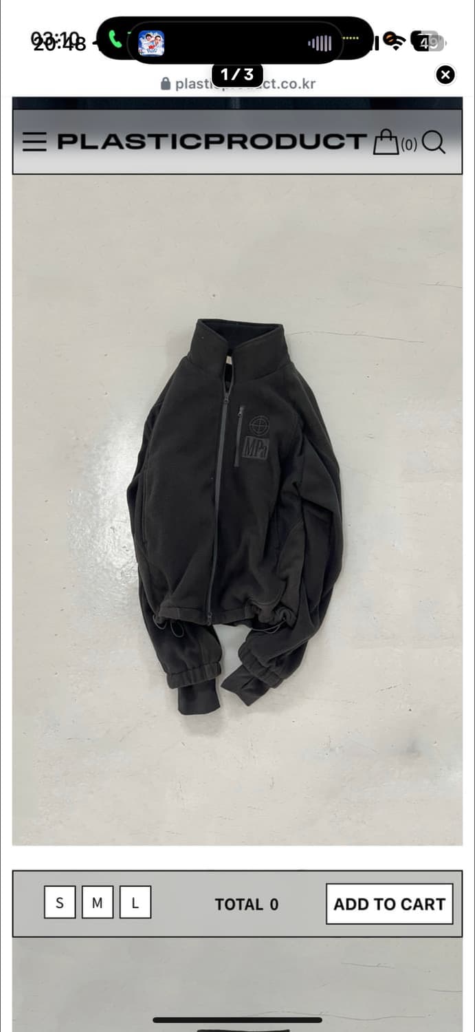S) 플라스틱프로덕트 플리스 후리스 자켓 블랙 상품이미지1