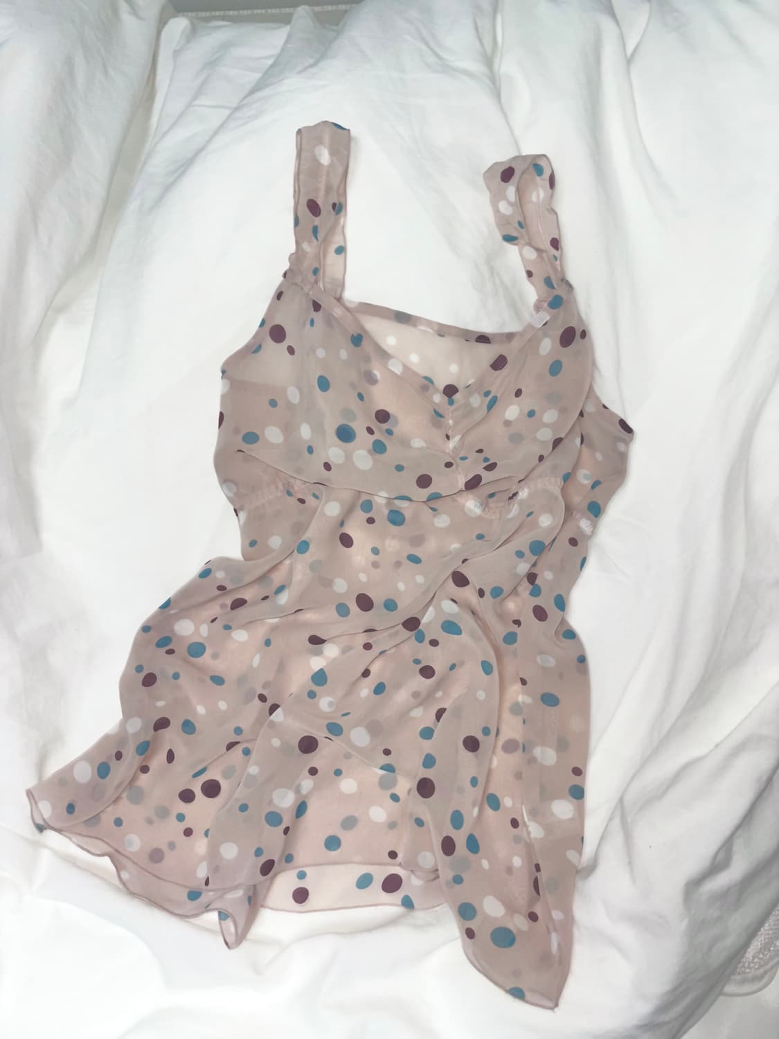 물방울 무늬 슬리브리스 상품이미지1