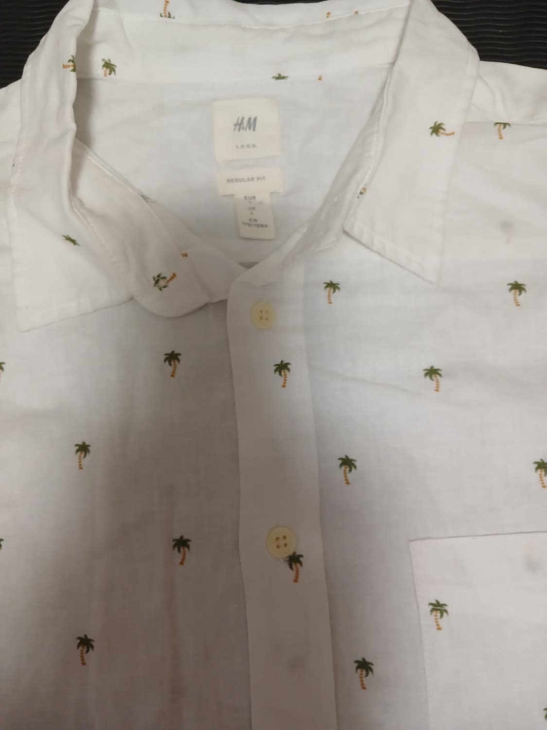 H&M 야자수 패턴 화이트 린넨 반팔셔츠 상품이미지2