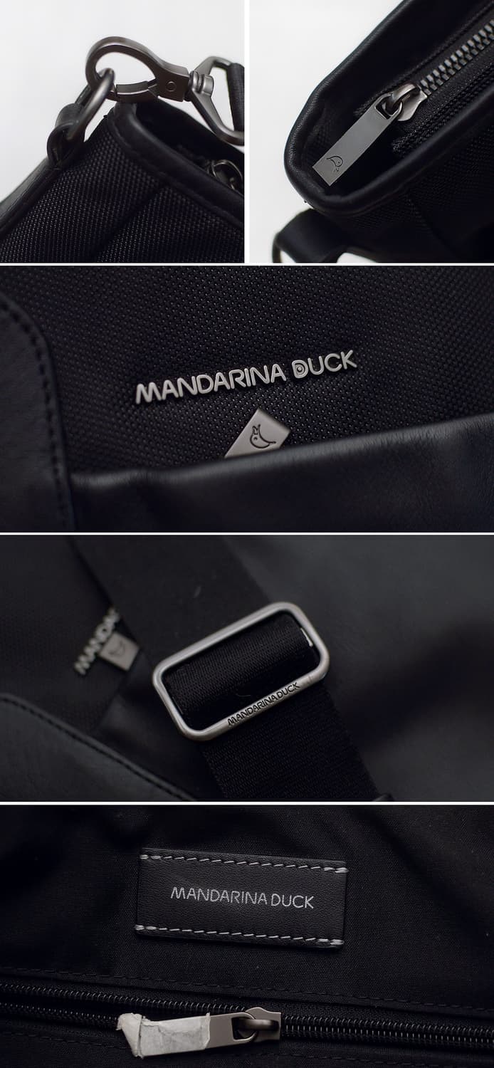 신품급) 만다리나덕 피에트로 블랙 캔버스레더 토트.숄더백 상품이미지10