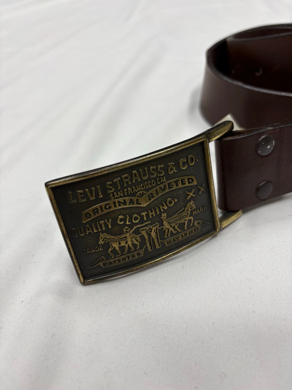 리바이스 빈티지  웨스턴 브라운 레더 금장 버클 벨트 Levi’s 상품이미지2