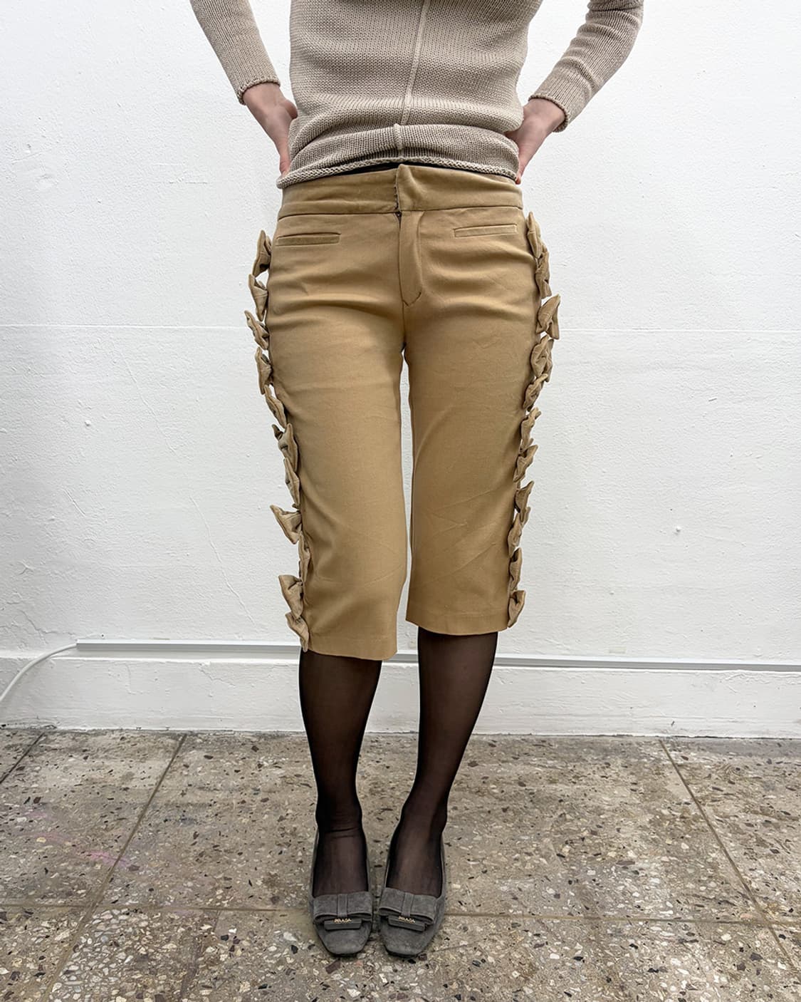 빈티지 보우 디테일 하프 팬츠 상품이미지3