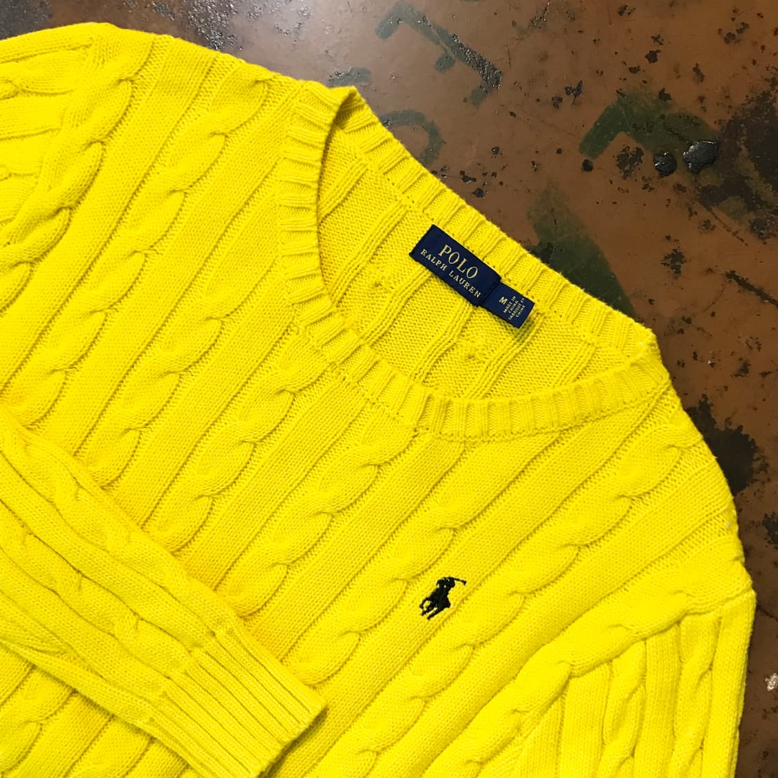 폴로랄프로렌 옐로 코튼 케이블 니트 여성 55 66 사이즈 상품이미지3