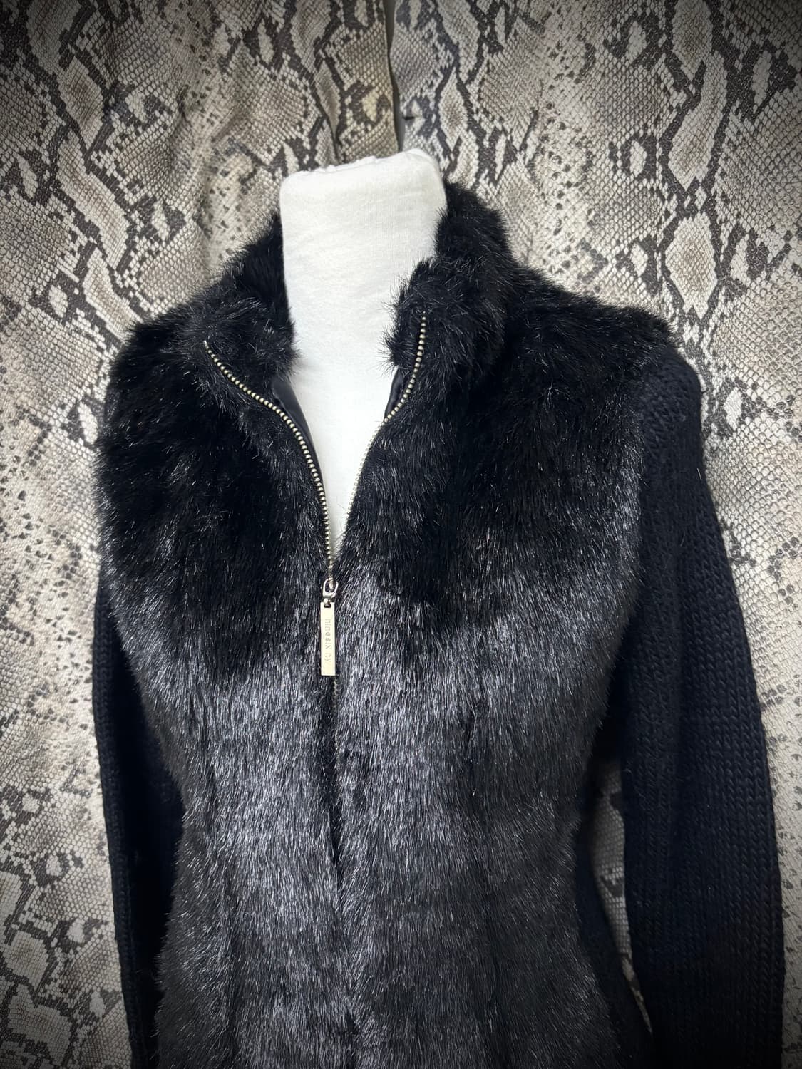  Black Fur Trimming Wool Slim Fit Zip Up 상품이미지2