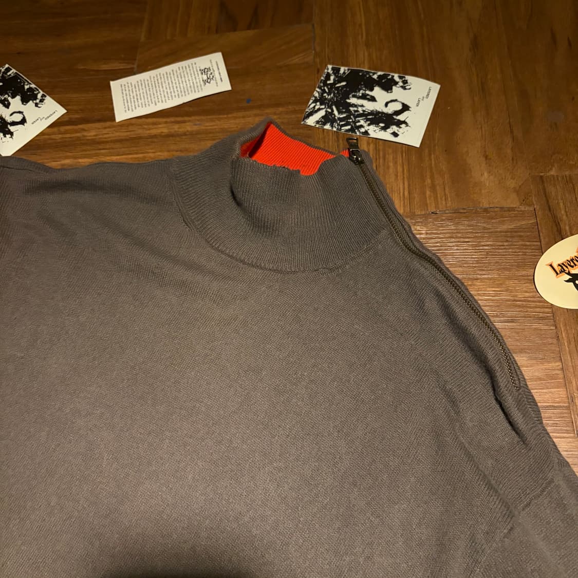 Armani exchange 넥 사이드 집업 니트 레드 상품이미지4