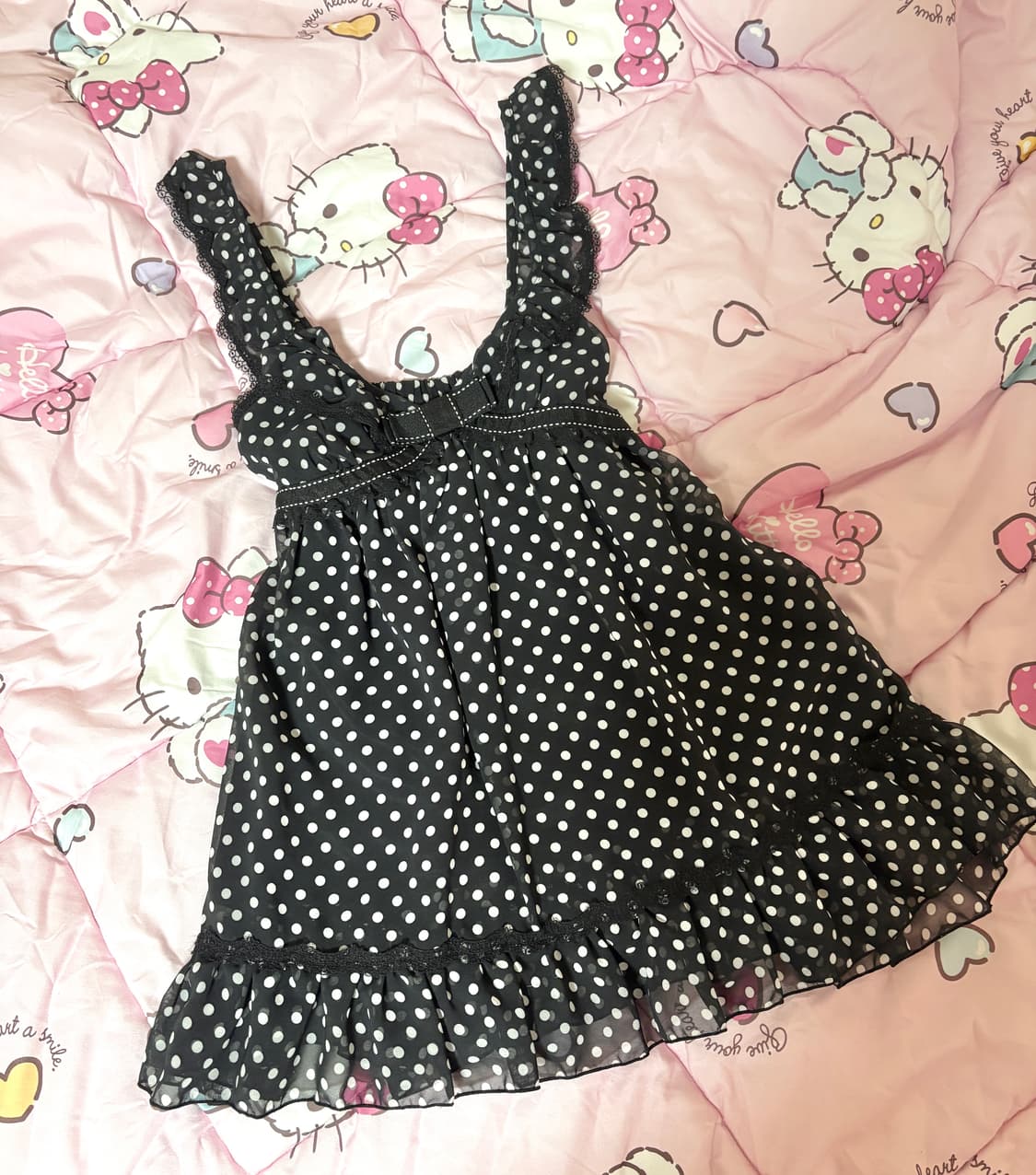 트라라라 도트 민소매 레이스 원피스 탑 상품이미지1