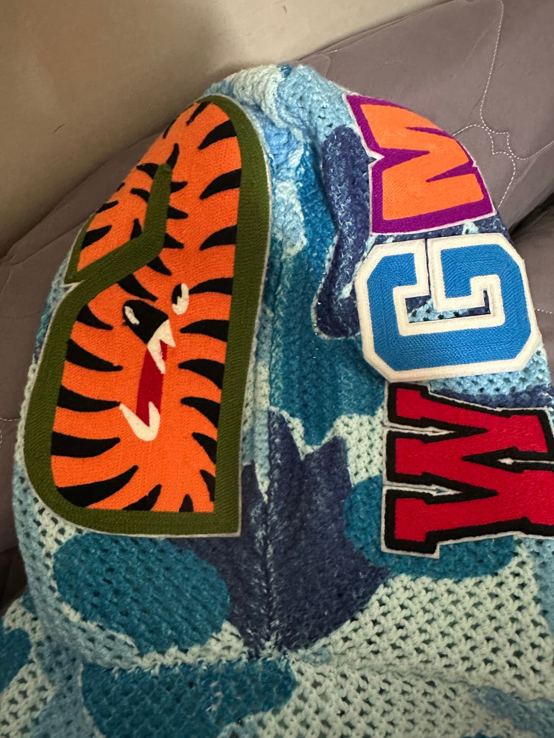 A BATHING APE (베이프) 샤크 메쉬 후드집업 블루 카모 L 사 상품이미지3