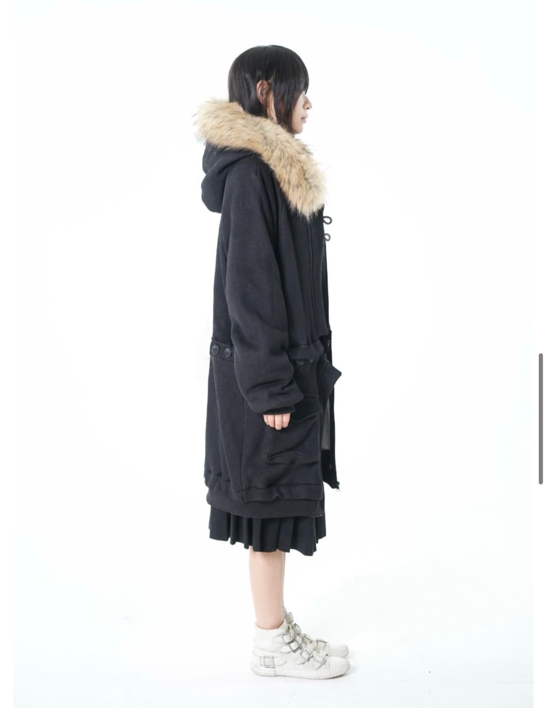 오스하이 2way Fur Hood Zip Up Vintage Black 상품이미지3
