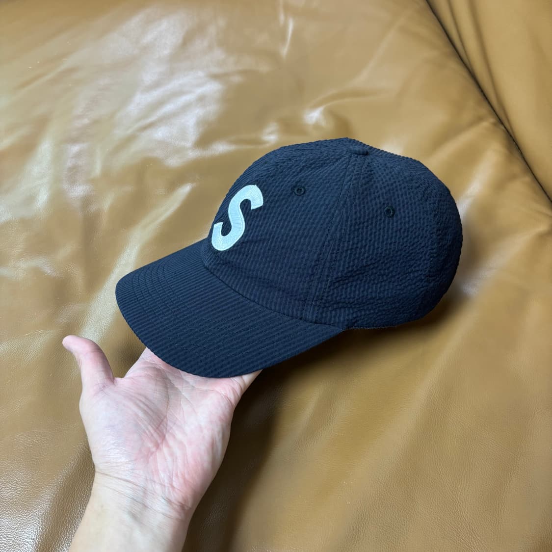 Supreme 슈프림 24ss 시어서커 블랙 S로고 6패널 볼캡 모자 상품이미지4