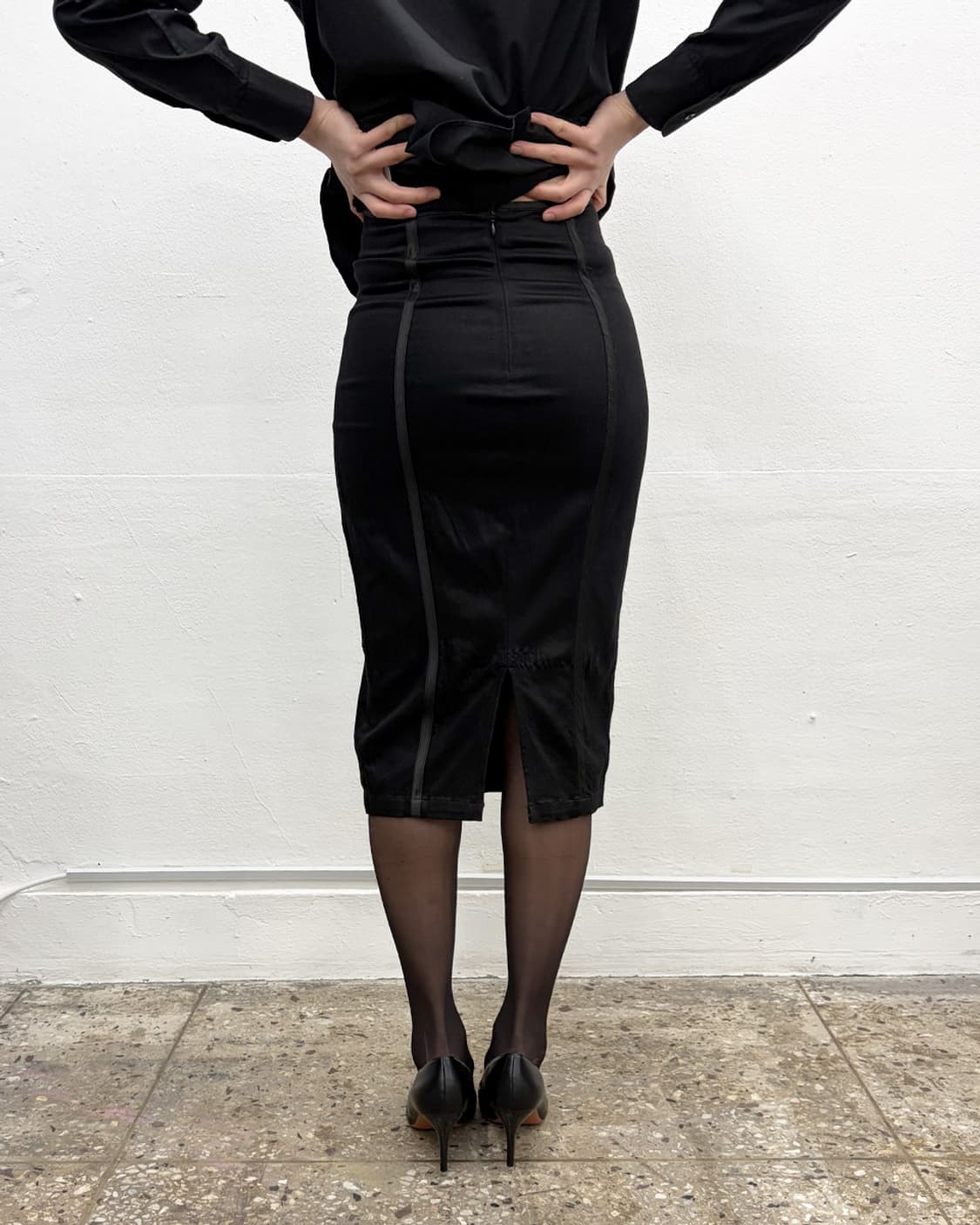 빈티지 파이핑 디테일 버튼 스커트 상품이미지3