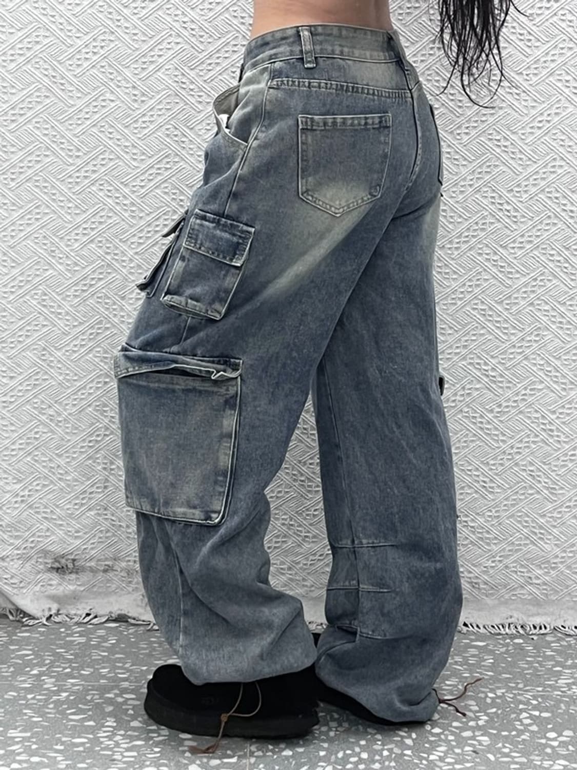 포엠 빈티지 레트로 00's 데님 스트링 조거 카고팬츠 L C10524 상품이미지2