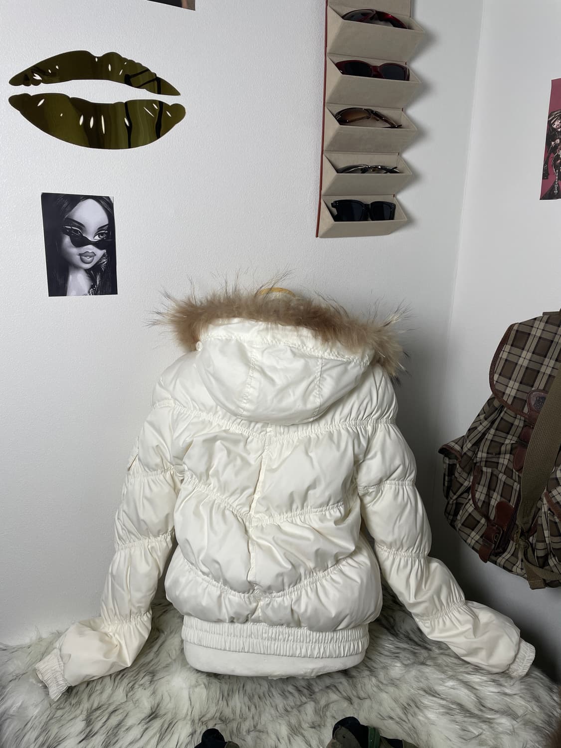 빈티지 화이트 갸루 셔링 패딩 상품이미지5