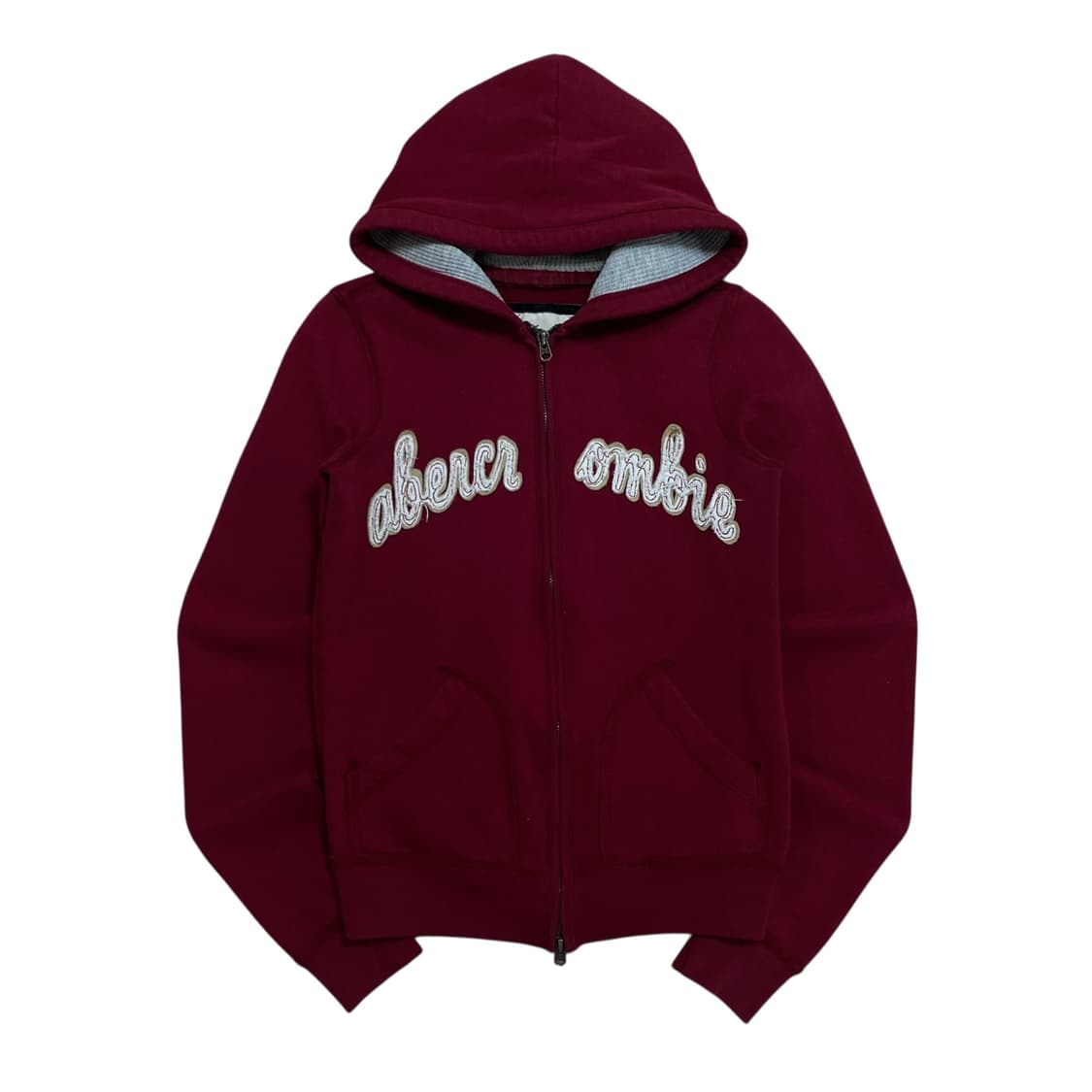 아베크롬비 Y2K 스펠아웃 버건디 컬러 후드집업 상품이미지2