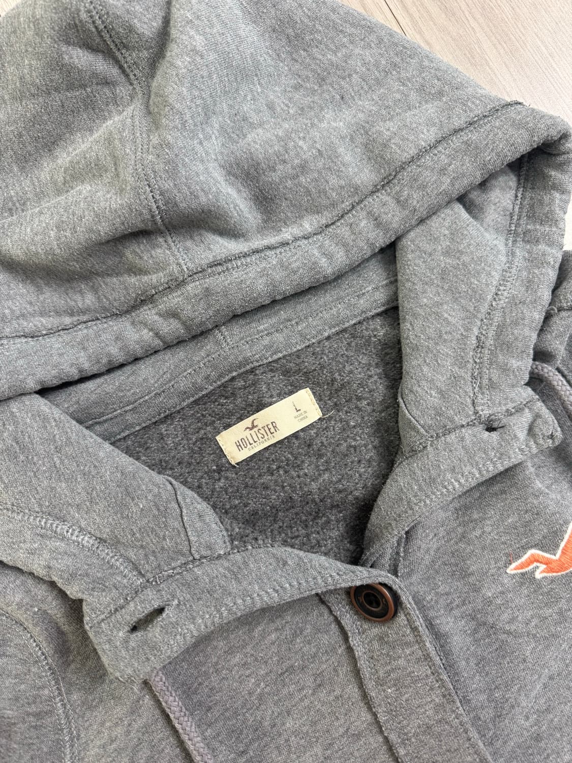 홀리스터 슬림핏 버튼업 후드집업 그레이 상품이미지4