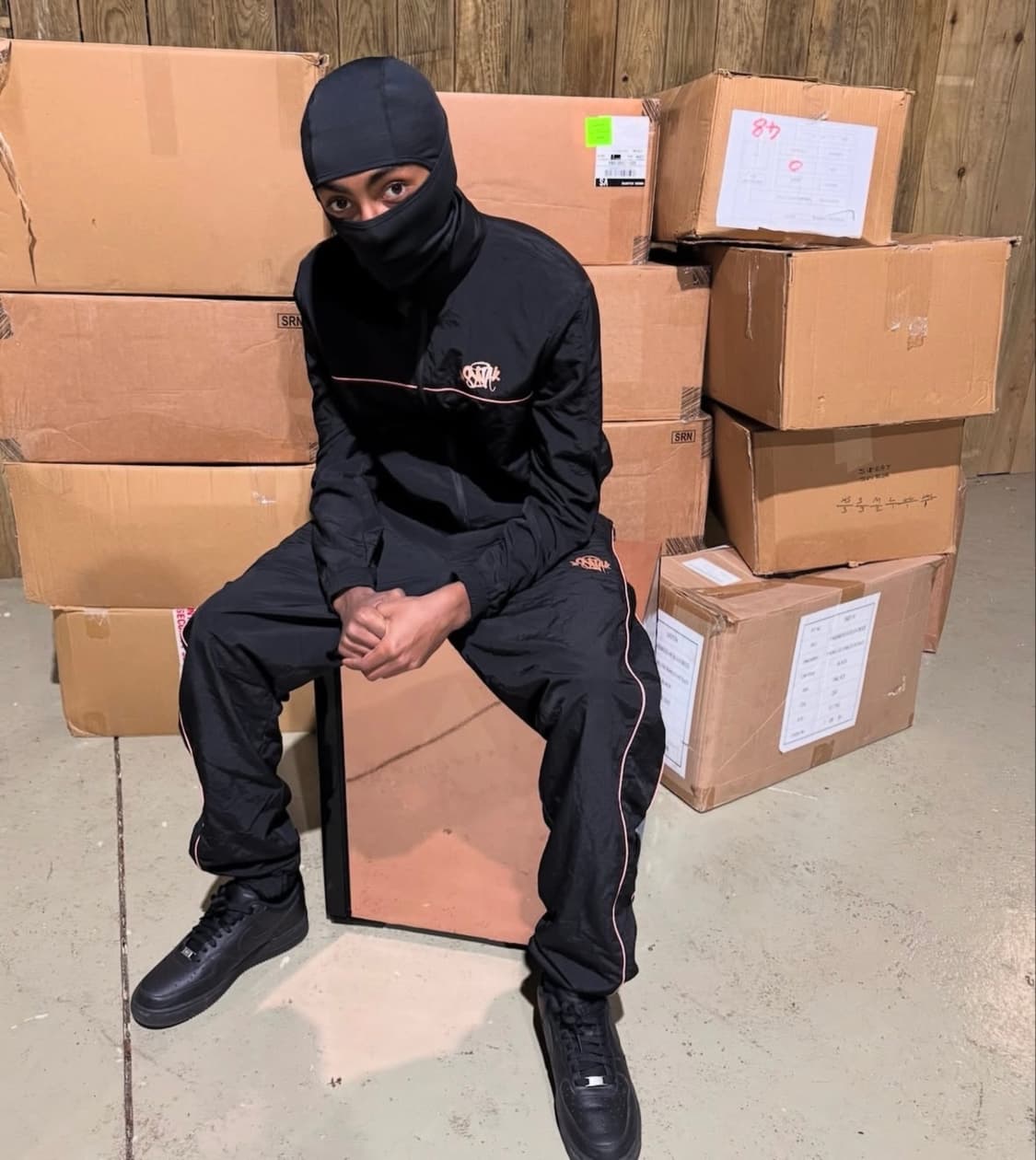 Synaworld 시나월드 트랙자켓 바람막이 올블랙 상품이미지2