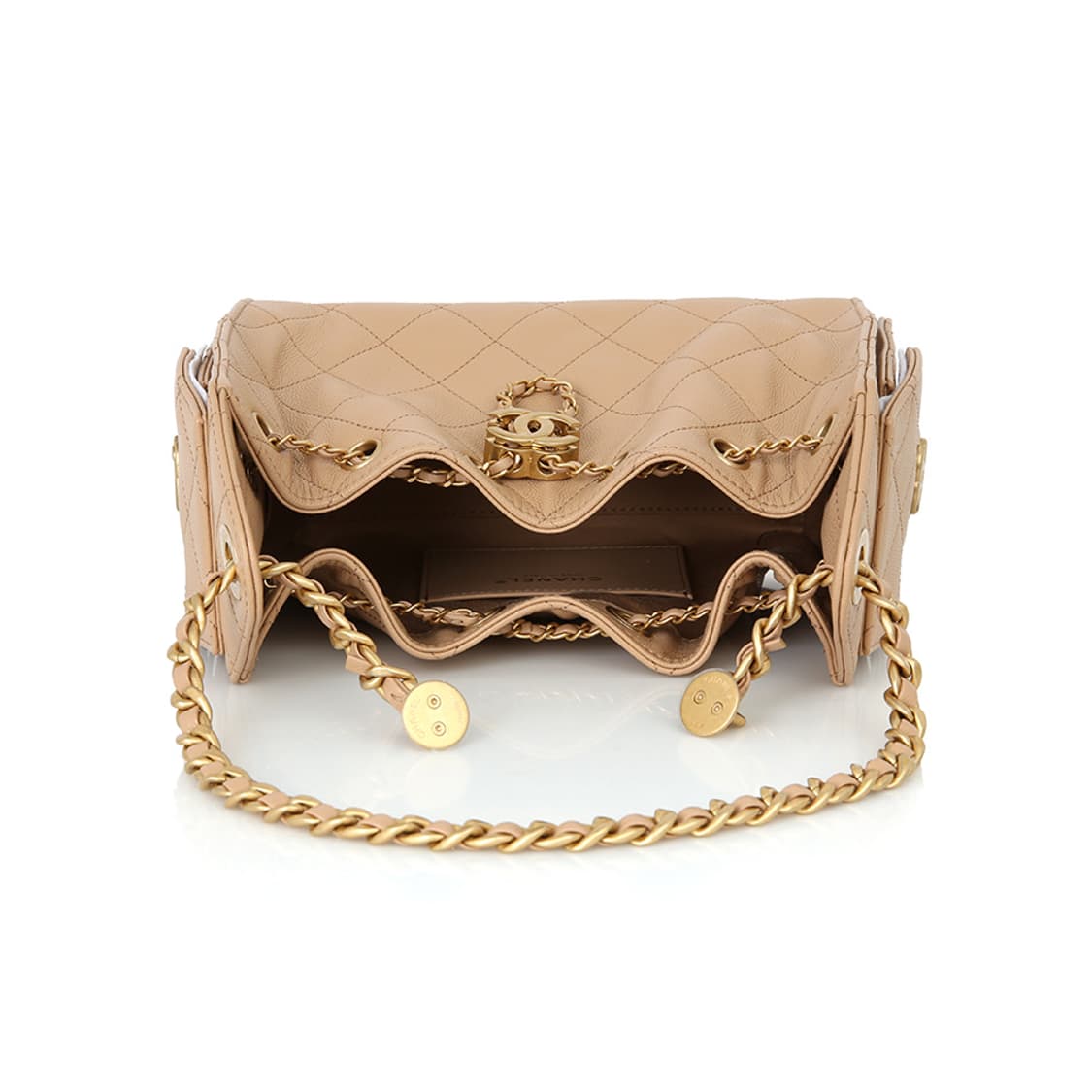 샤넬 25백 미니 캐비어 베이지 금장 체인숄더백 AS5631 상품이미지5