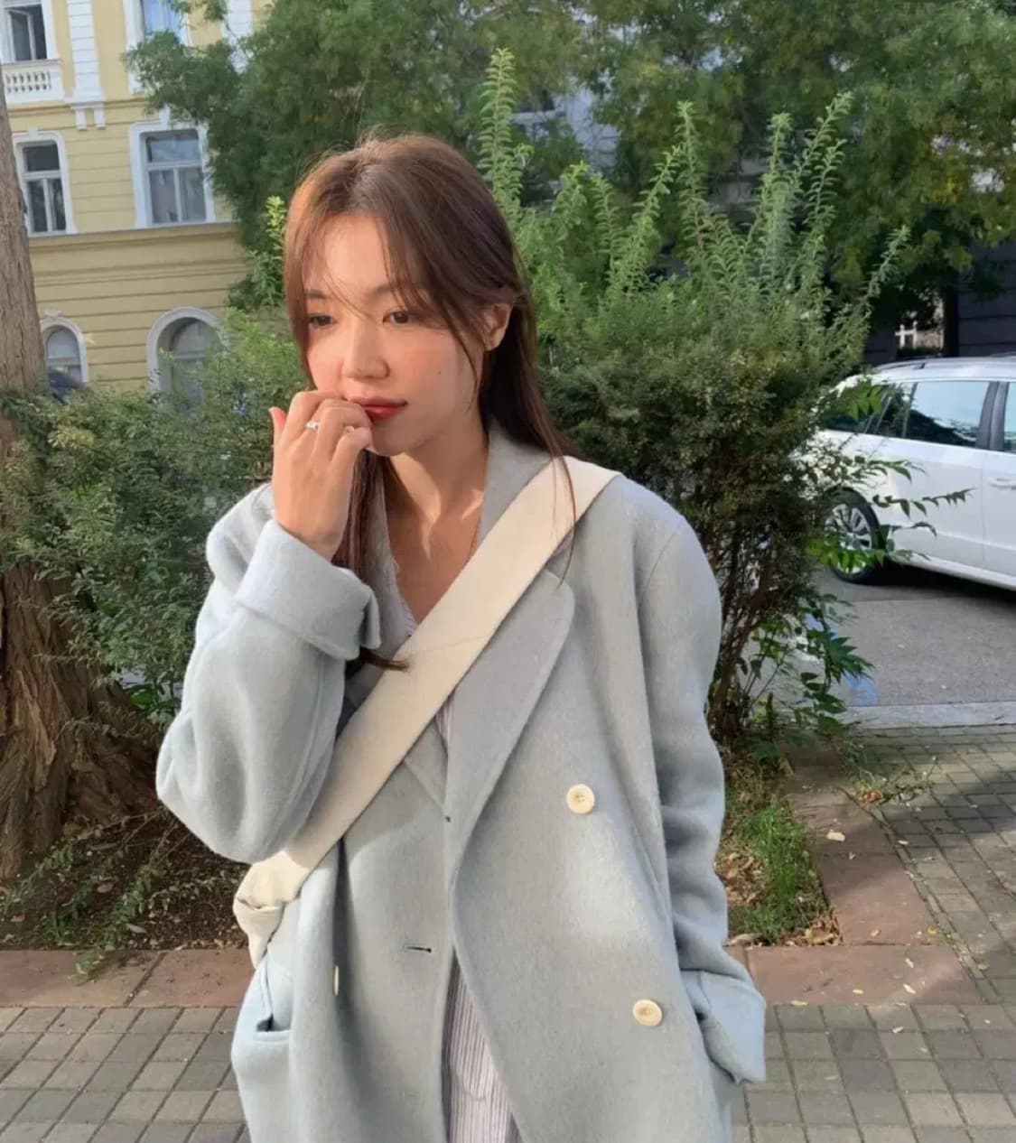 tannat 타낫 duvet long coat 듀벳 롱 코트 스카이블루 상품이미지1