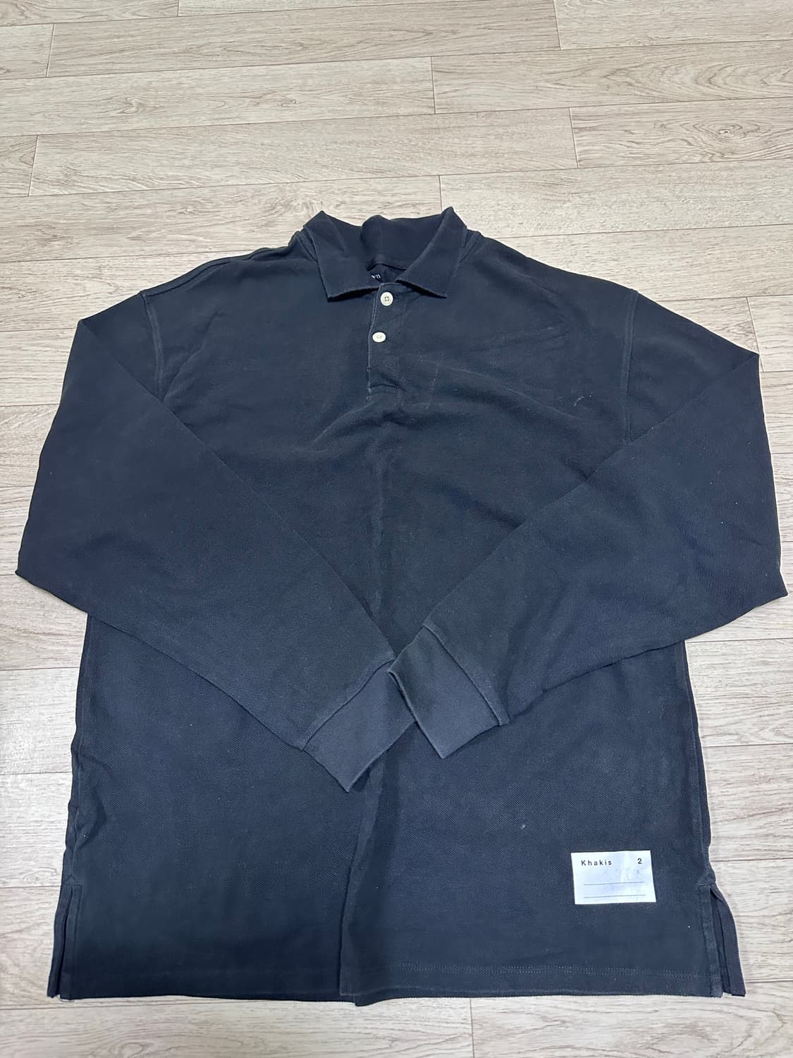(M) 카키스 피케 L/S 폴로 긴팔 티셔츠 블랙 상품이미지1