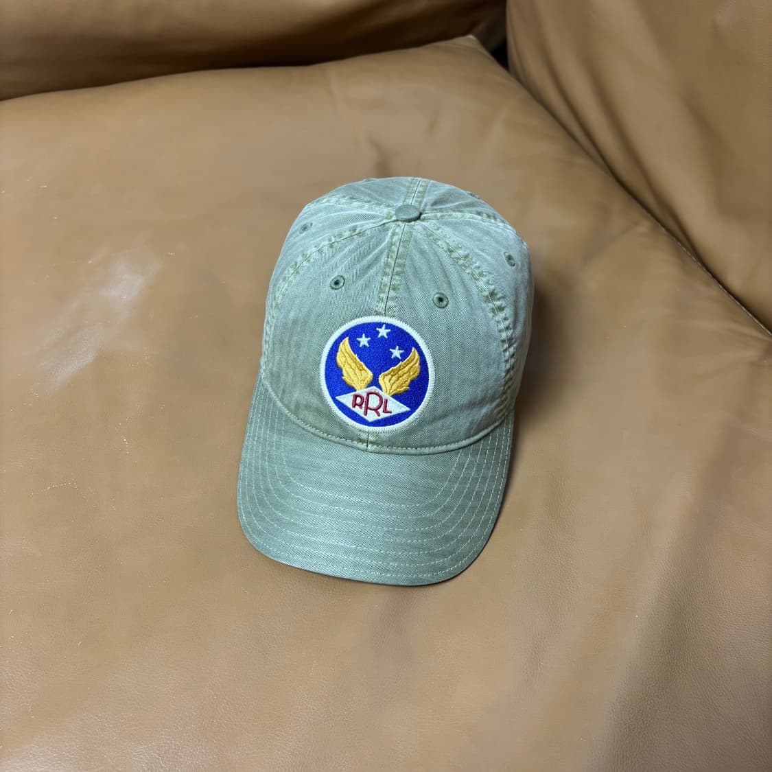 RRL 더블알엘 랄프로렌 폴로 윙로고 6패널 볼캡 모자 워시드 카키 상품이미지1