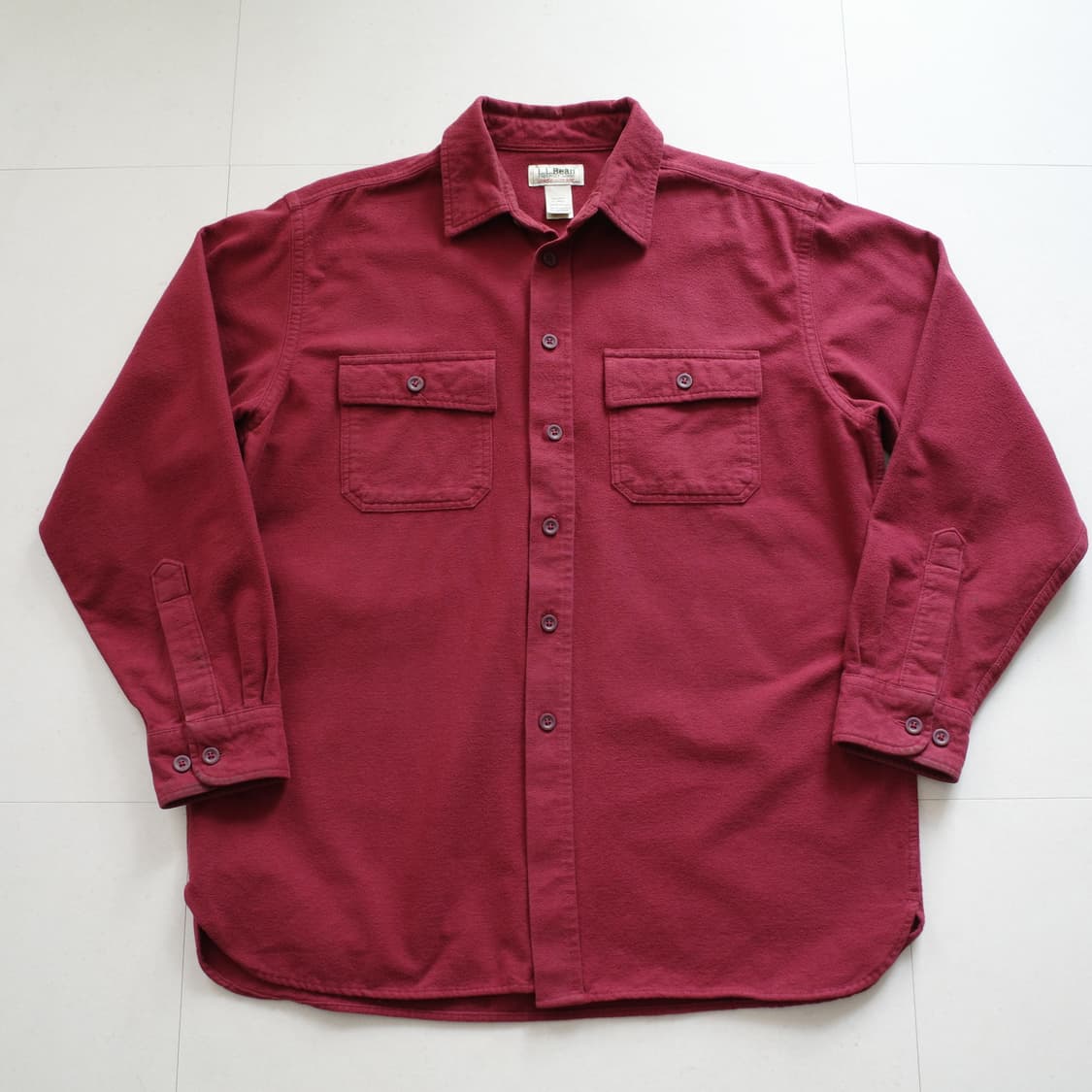 L.L.Bean 샤모아 클로스 셔츠 버건디 L-REG 남성 헤비 플란넬 상품이미지1