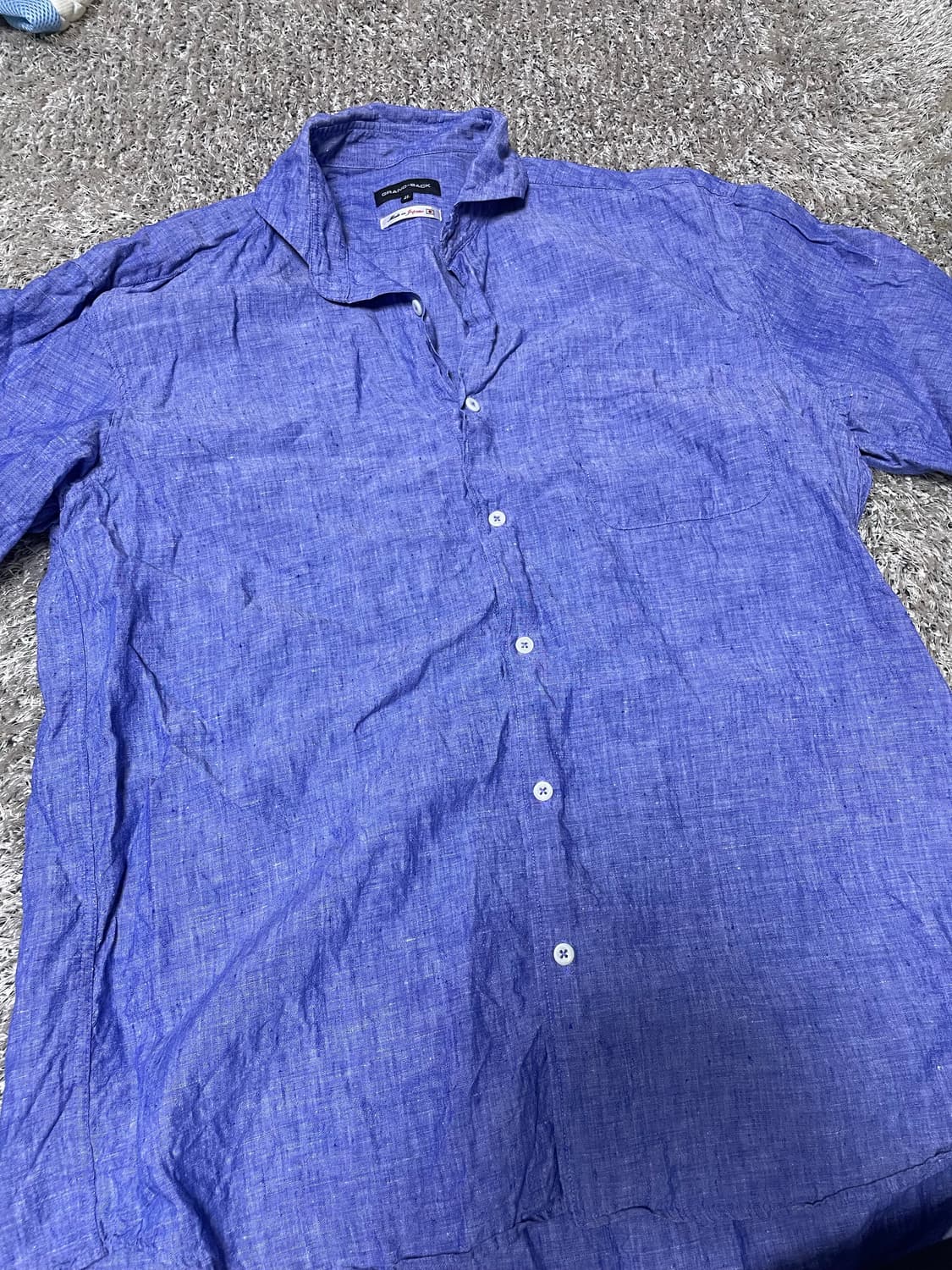 일제 GRAND-BACK 린넨 셔츠 XL 블루 사이즈 105~110 상품이미지1
