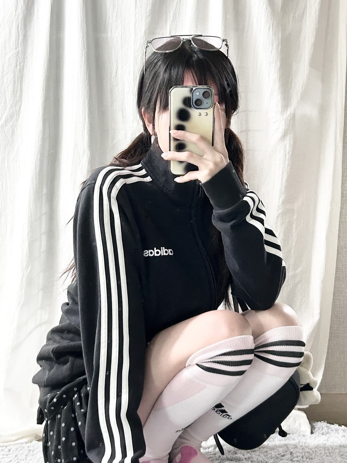 아디다스 스펠로고 블랙 삼선 코튼집업 상품이미지1